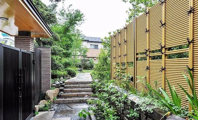 Stone pathway and steps in Japanese garden design